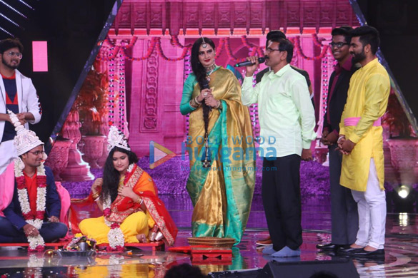 rekha snapped on the sets of rising star 3
