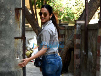 Sonal Chauhan snapped outside Skyfire producer Shabina Khan's office