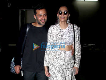 Sonam Kapoor Ahuja, Anand Ahuja and Karan Johar snapped at the airport