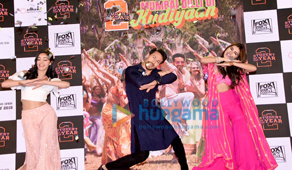 tiger shroff tara sutaria ananya pandey and punit malhotra grace the launch of the track mumbai dilli di kudiya from student of the year 2 3