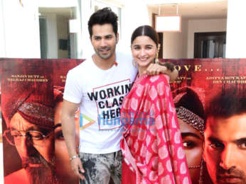 Varun Dhawan and Alia Bhatt snapped promoting their film Kalank