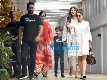 Shilpa Shetty and Shamita Shetty snapped with her mom at Juhu PVR