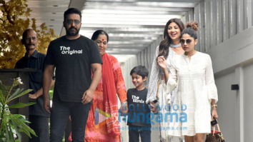 Shilpa Shetty and Shamita Shetty snapped with her mom at Juhu PVR