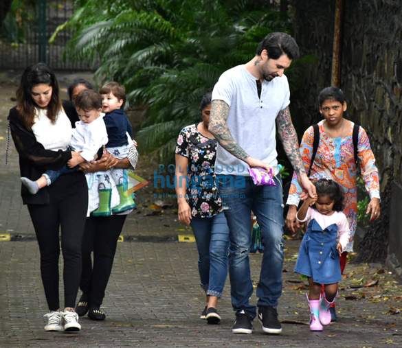 photos sunny leone snapped with husband and kids at play school in juhu 5