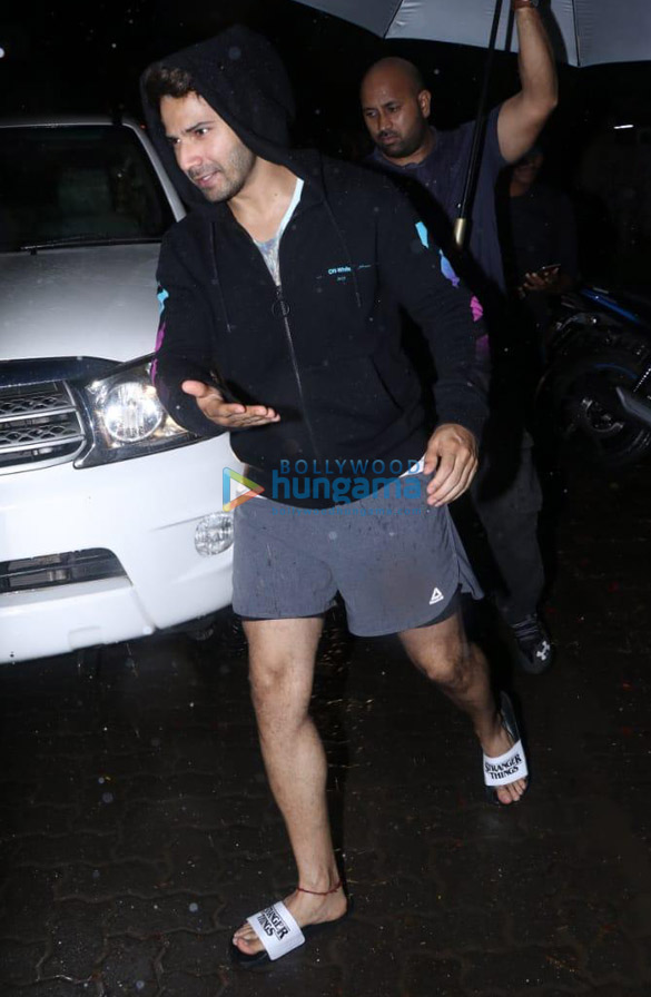 Photos: Varun Dhawan, Natasha Dalal and Rohit Dhawan snapped at David Dhawan’s office in Juhu