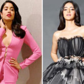 What’s Your Pick: Janhvi Kapoor in a blush pink pantsuit or Ananya Panday in a monochrome trailed outfit?