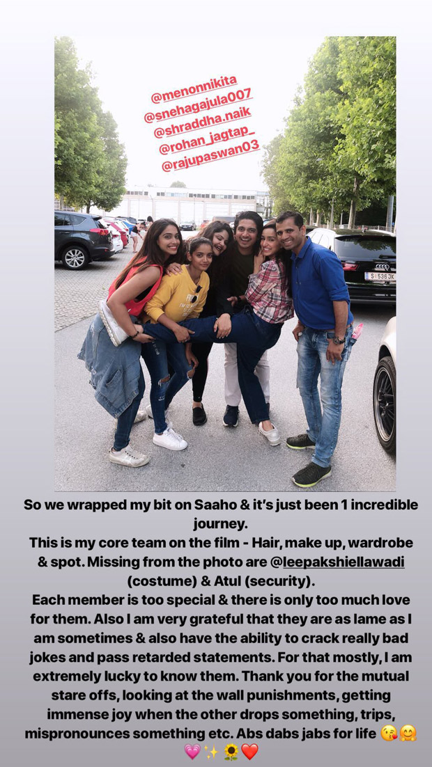 Shraddha Kapoor shares a heartfelt note for her Saaho team. Read on! Shraddha Kapoor shares a heartfelt note for her Saaho team. Read on!