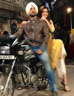 on the sets of the movie Arjun Patiala
