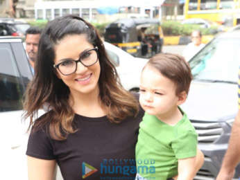 Photos: Sunny Leone snapped with her kids at play school in Juhu