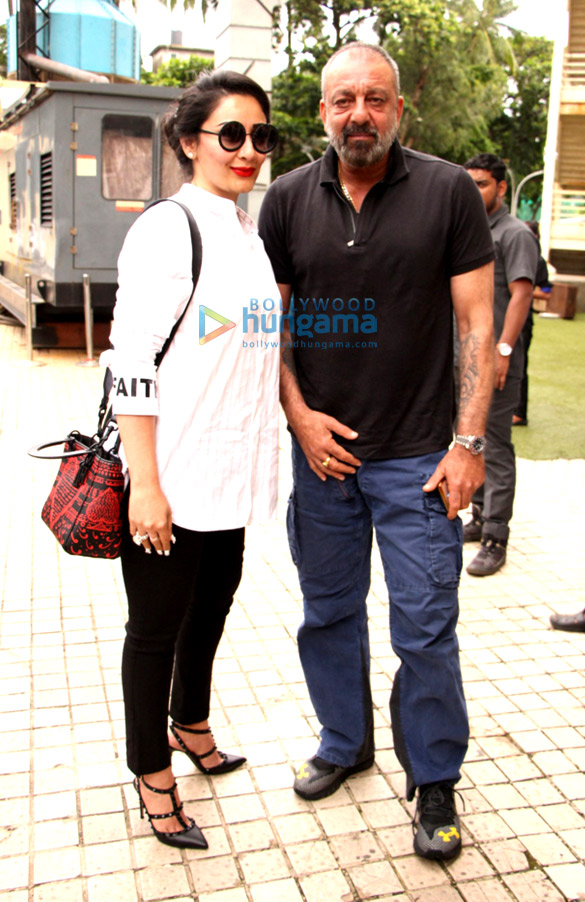 sanjay dutt and maanayata dutt snapped attending the trailer launch of his marathi film baba 1
