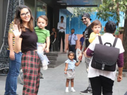 Sunny Leone snapped with her kids at play school in Juhu
