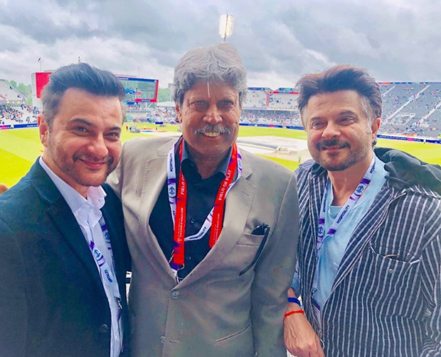 Anil Kapoor and Sanjay Kapoor have a fan boy moment as they meet cricket legend Kapil Dev at the ongoing ICC World Cup! 