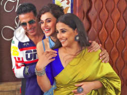 Akshay Kumar, Vidya Balan & Taapsee Pannu promoting their film Mission Mangal