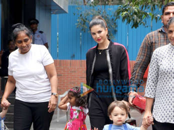 Photos: Sunny Leone snapped with her kids at play school in Juhu