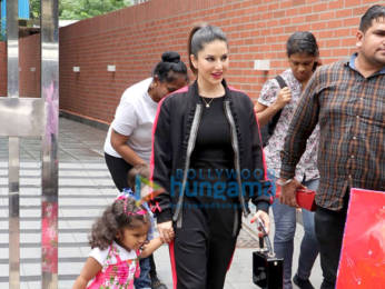 Photos: Sunny Leone snapped with her kids at play school in Juhu