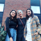 The Girl On The Train: Parineeti Chopra, Aditi Rao Hydari and Kirti Kulhari strike a pose on the sets of the film