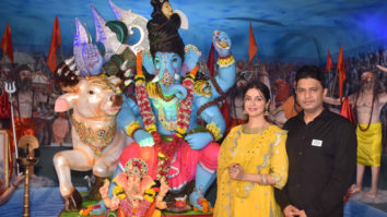 Bhushan Kumar and Divya Khosla Kumar at Ganpati aarti at T-series office