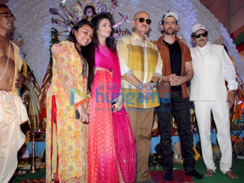Photos: Hrithik Roshan and Rakesh Roshan snapped attending Durga Puja at the Biswajeet Chaterjee pandal in Juhu