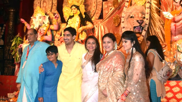 Rani Mukerji, Ayan Mukerji, Sharbani Mukherjee and others snapped visiting Durga pandal