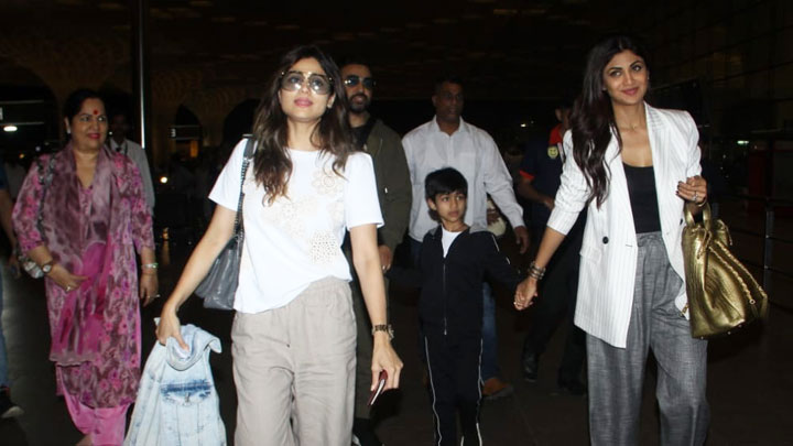 Shilpa Shetty spotted with family at airport, Mumbai - Bollywood Hungama