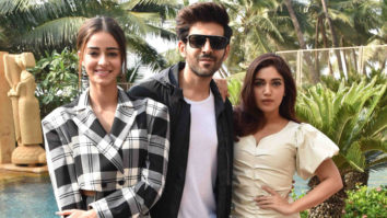 Ananya Panday, Kartik Aaryan and Bhumi Pednekar snapped during Pati Patni Aur Woh promotions