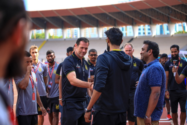 ISL 2019 - 2020: Rana Daggubati meets the Hyderabad FC players during their first match