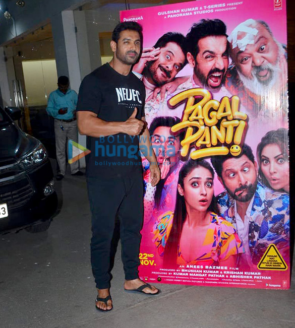 photos john abraham and anees bazmee grace the special screening of pagalpanti 6