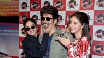 Photos: Kartik Aaryan, Bhumi Pednekar and Ananya Panday snapped promoting their film Pati Patni Aur Woh at the Fever 104 FM office