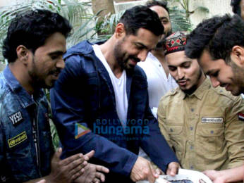 Photos: John Abraham celebrates his birthday with fans at his office in Bandra