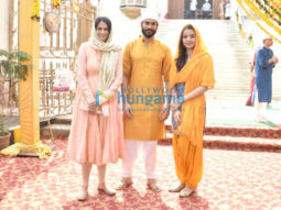 Photos: Sunny Kaushal, Rukshar Dhillon and Sneha Taurani spotted visiting Gurudwara to seek blessings for their film Bhangra Paa Le