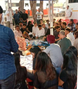 on the sets of the movie Attack