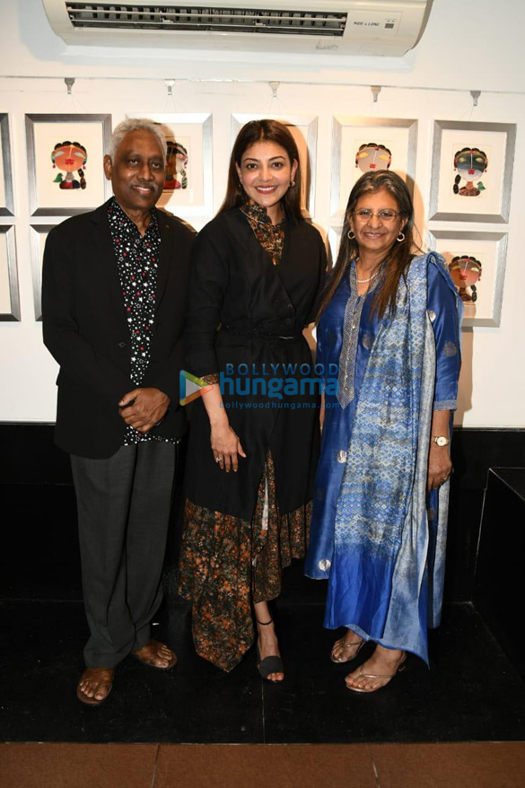 photos kajal aggarwal snapped at studio 3 art gallerys divine intervention by artist g subramanian and p gnana 1