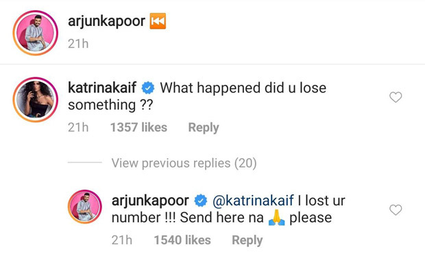 Arjun Kapoor’s hilarious reply to Katrina Kaif’s comment on his photo has us laughing