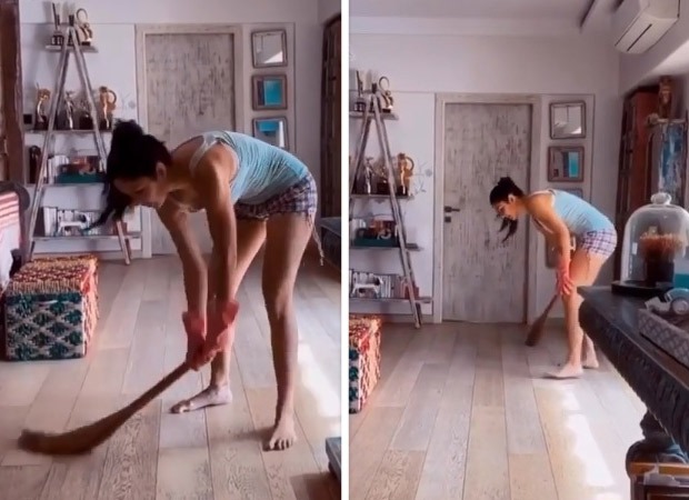 Katrina Kaif picks a broom to clean the house as Isabelle Kaif does commentary, Arjun Kapoor calls her Kaantaben 2.0 again 