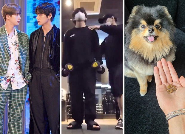 BTS member V indulges in some workout and spending time with his doggo Yeontan, Jin enjoys playing games