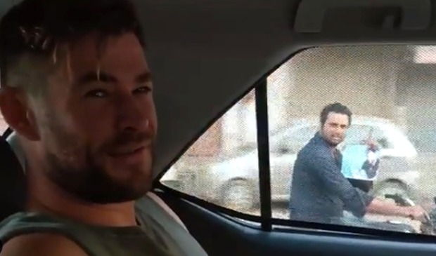 Chris Hemsworth shares a video of persistant fans chasing him on motorbikes to get autograph