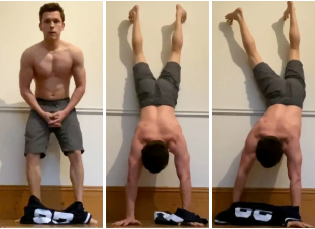 Spiderman actor Tom Holland attempts to wear a shirt while doing a handstand, nominates Jake Gyllenhaal and Ryan Reynolds 