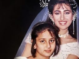Karisma Kapoor dressed as a bride poses with Kareena Kapoor in this childhood picture 