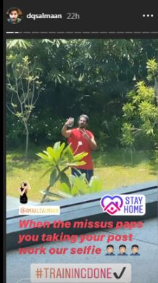 Dulquer Salmaan gets papped by wife Amal as he clicks his post-workout selfie