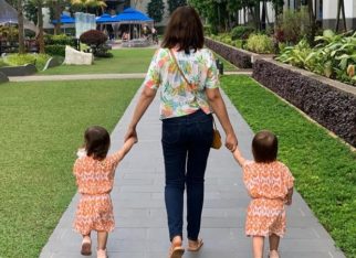 Lisa Ray teaches her daughters to wear masks and obey social distancing in Singapore