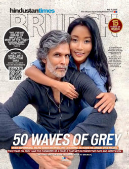 Milind Soman and Ankita Konwar on the cover of Brunch, May 2020