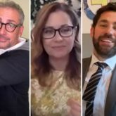 Steve Carell, Jenna Fischer, John Krasinski and The Office cast reunite to recreate's epic wedding scene to surprise newlywed couple on Some Good News