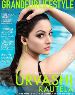 Urvashi Rautela on the cover of Grandeur Lifestyle, July 2020
