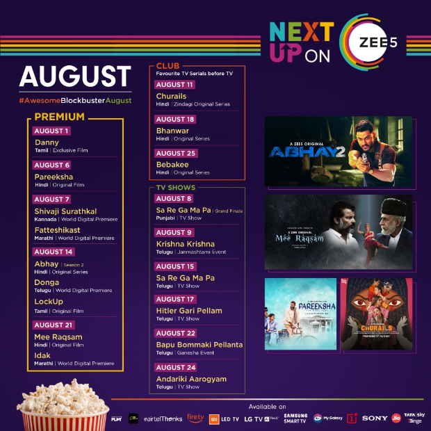 Pareeksha, Mee Raqsam, Abhay - Here's every new show and movie streaming in August 2020 on Zee5