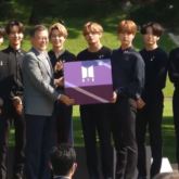 BTS meets South Korea's President Moon Jae In at Blue House to give a speech during National Youth Day