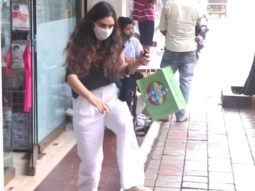 Gabriella Demetriades snapped with son at Hill Road in Bandra