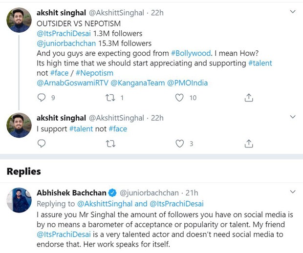 Abhishek Bachchan has the perfect reply to Twitter user who tried to troll him using nepotism debate