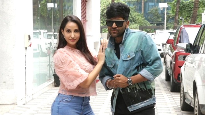 Guru Randhawa and Nora Fatehi spotted at T-Series office
