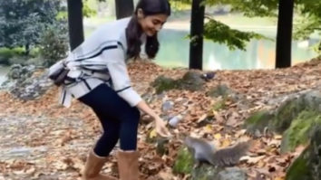 Pooja Hegde feeds nuts to a squirrel after four failed attempts amid shooting Radhe Shyam in Italy 