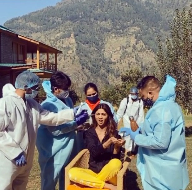 Shilpa Shetty does the sanitisation drill on the sets of Hungama 2, shows the new normal on a film set 